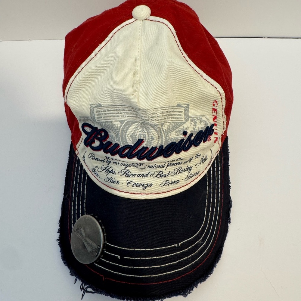 Budweiser Fitted Trucker Bottle-opener Cap Distressed Vintage Hat One Size